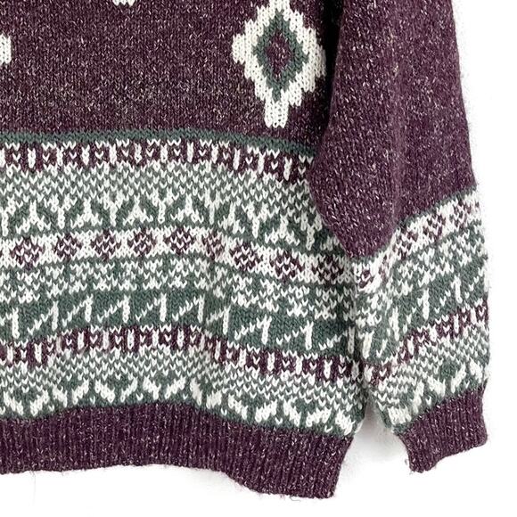 Vintage 90s Sweater Oversized Funnel Mock Neck Medium - Picture 5 of 8